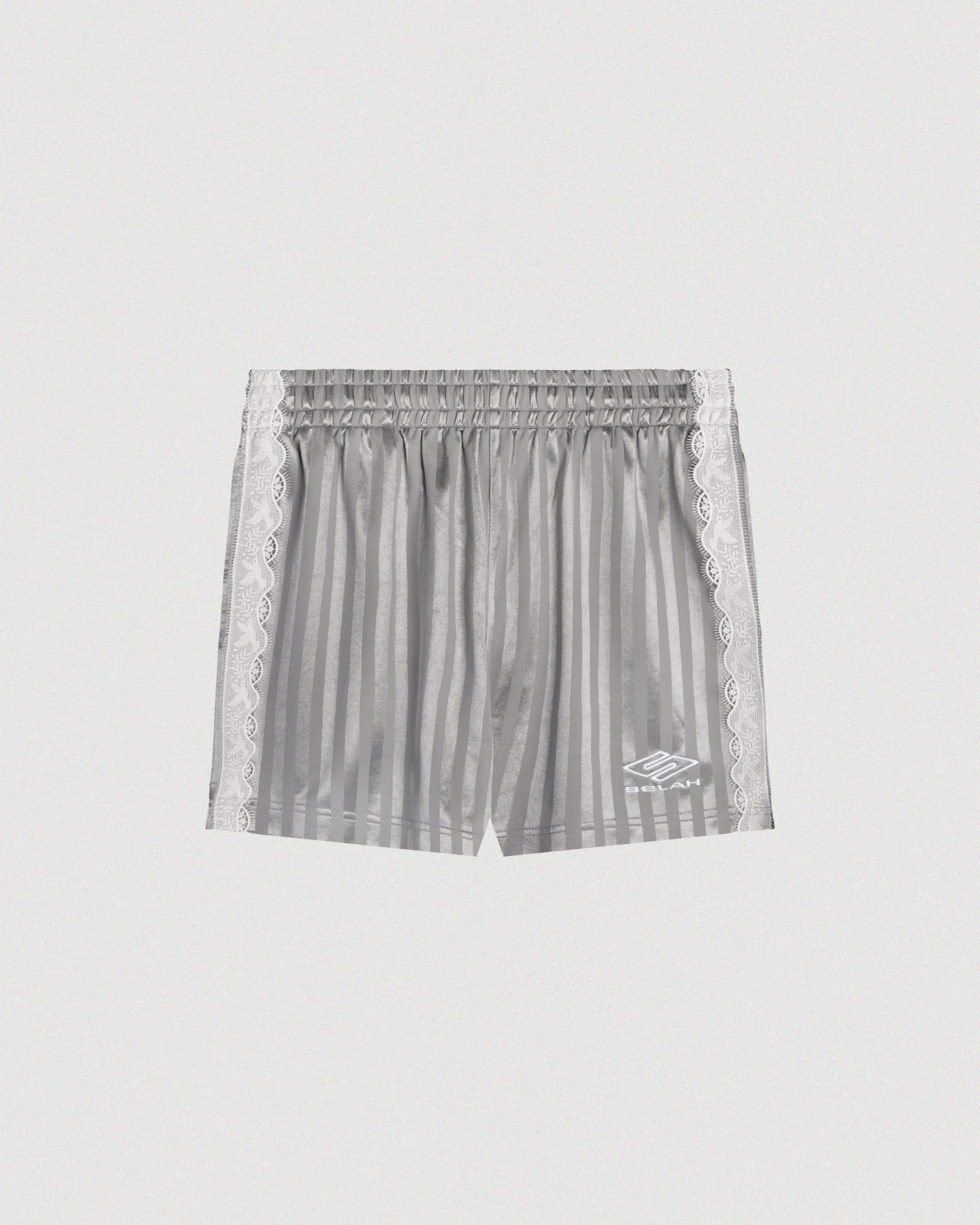 ATHLETICA_SILVER_LACE_SHORTS Selah Athletica Lace Soccer Shorts