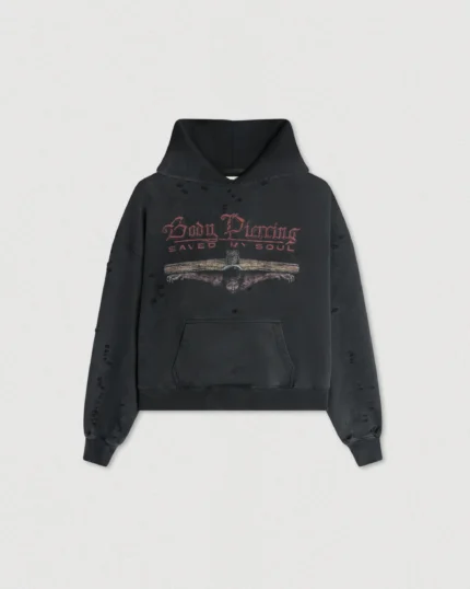 Body Piercing Distressed Hoodie