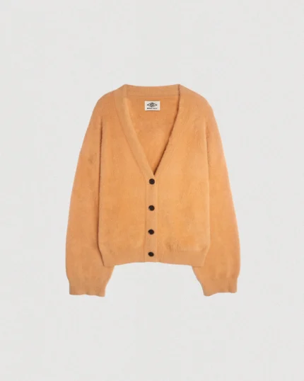 CAMEL MOHAIR KNIT CARDIGAN