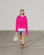 FUCHSIA COLLARED KNIT SWEATER