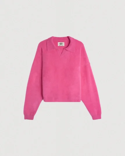 FUCHSIA COLLARED KNIT SWEATER