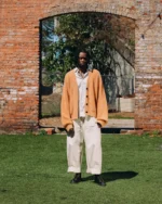 CAMEL MOHAIR KNIT CARDIGAN