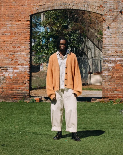 CAMEL MOHAIR KNIT CARDIGAN